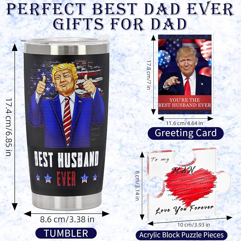 Caja regalo para marido con vaso 20oz y rompecabezas acrílico
