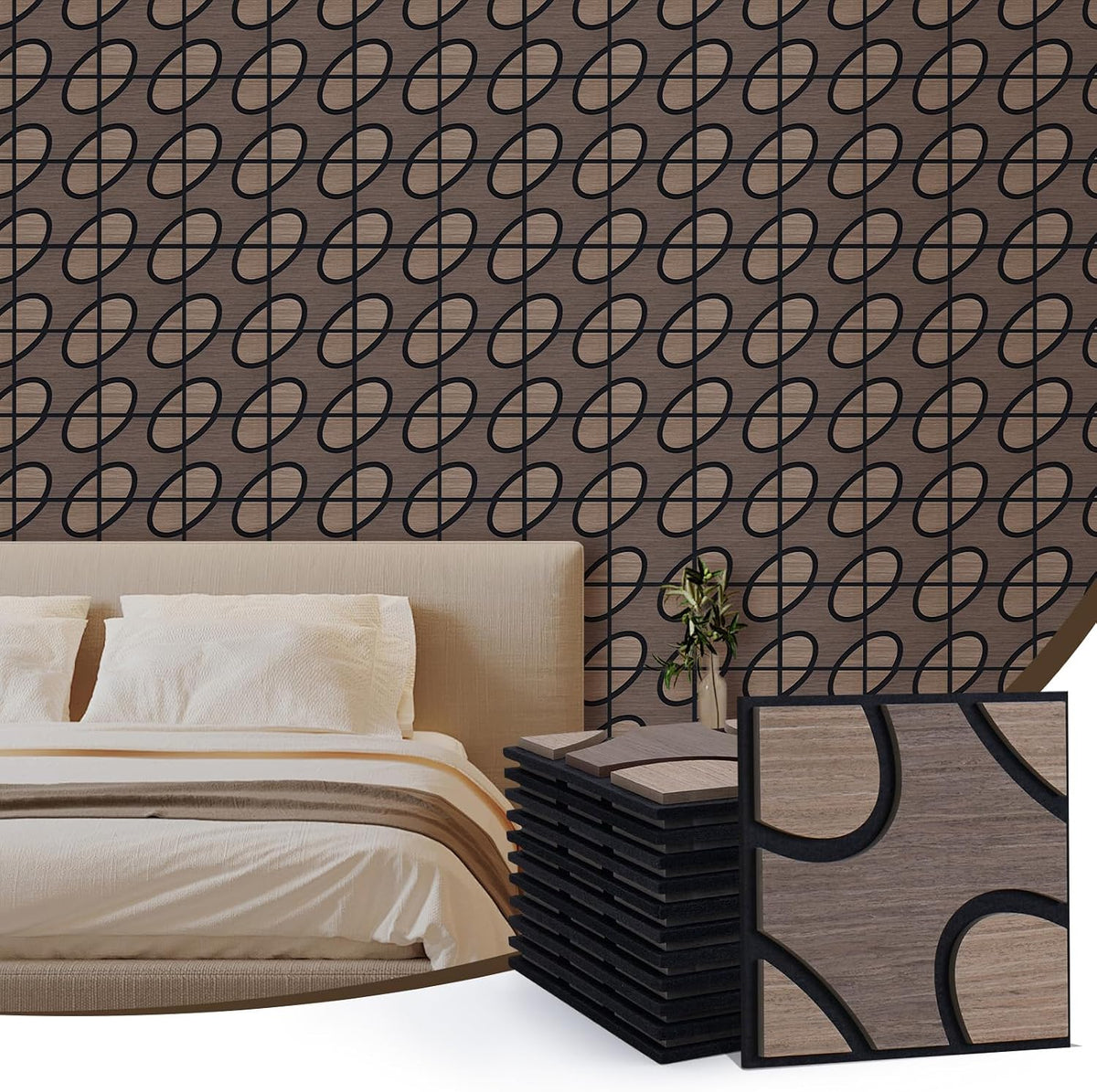 12 Paneles Listones Madera Acústica 3D Absorción Sonido