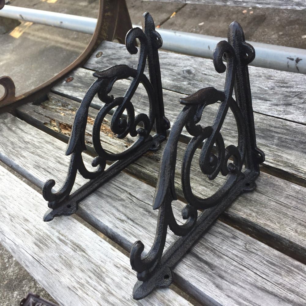 4 Soportes Estante Pared Hierro Fundido Estilo Antiguo Negro