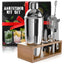 Set 10 Cocteleras Acero Inox con Accesorios Organizador Madera