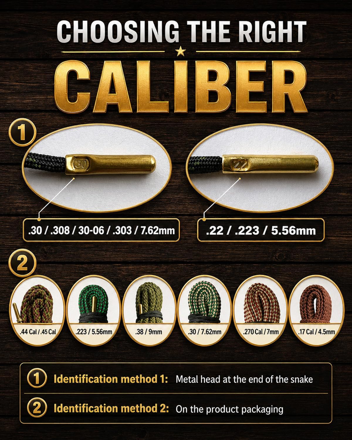 Limpia armas para pistolas y rifles .22 .223 5.56mm 9mm