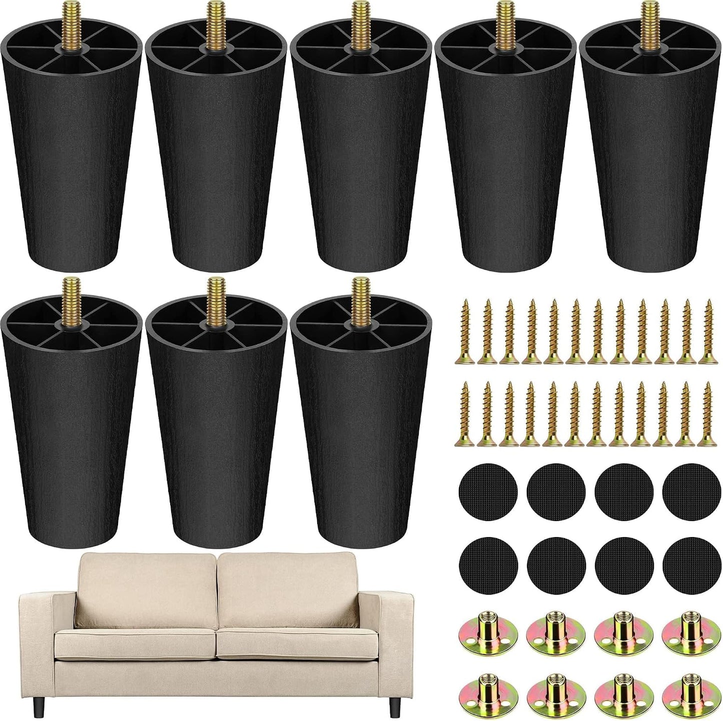 16 Pzas Patas Muebles Plástico 4pulg T M8