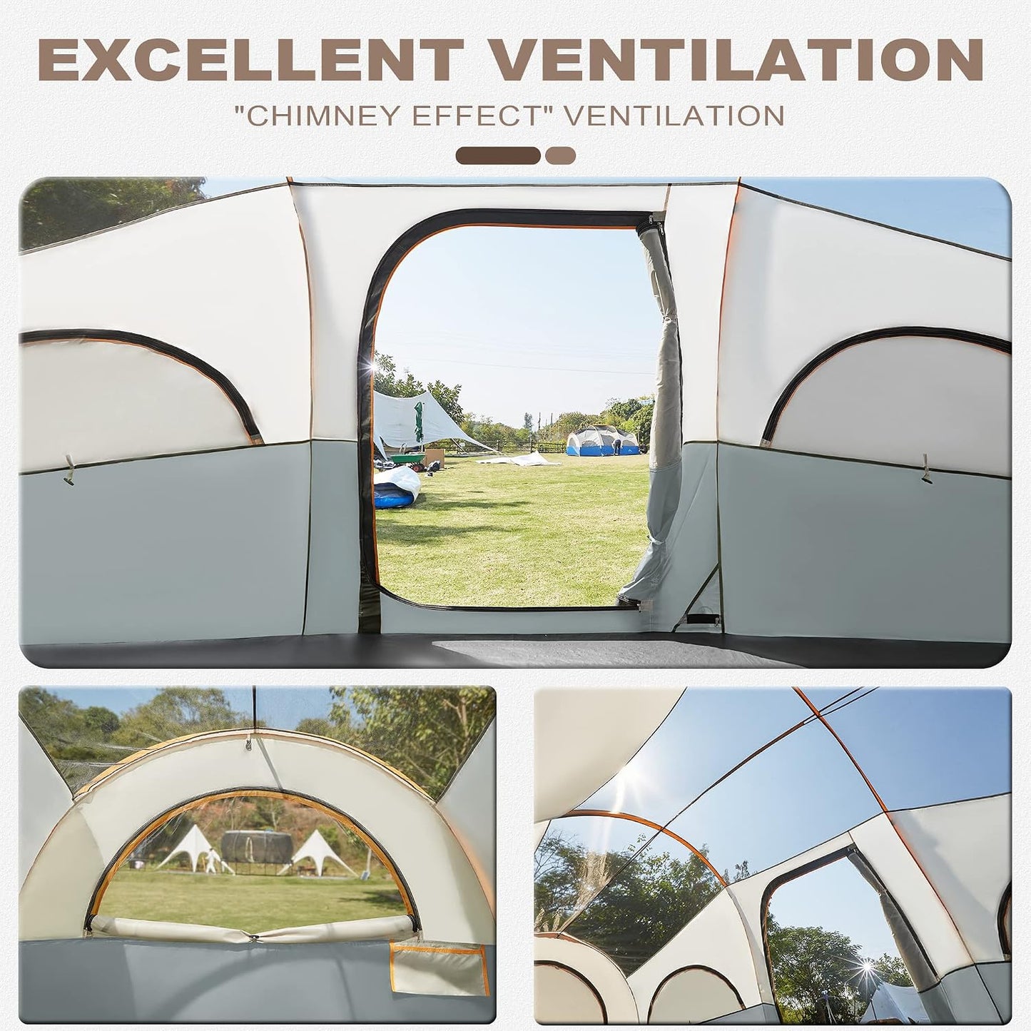 Carpa 8 personas camping impermeable con forro