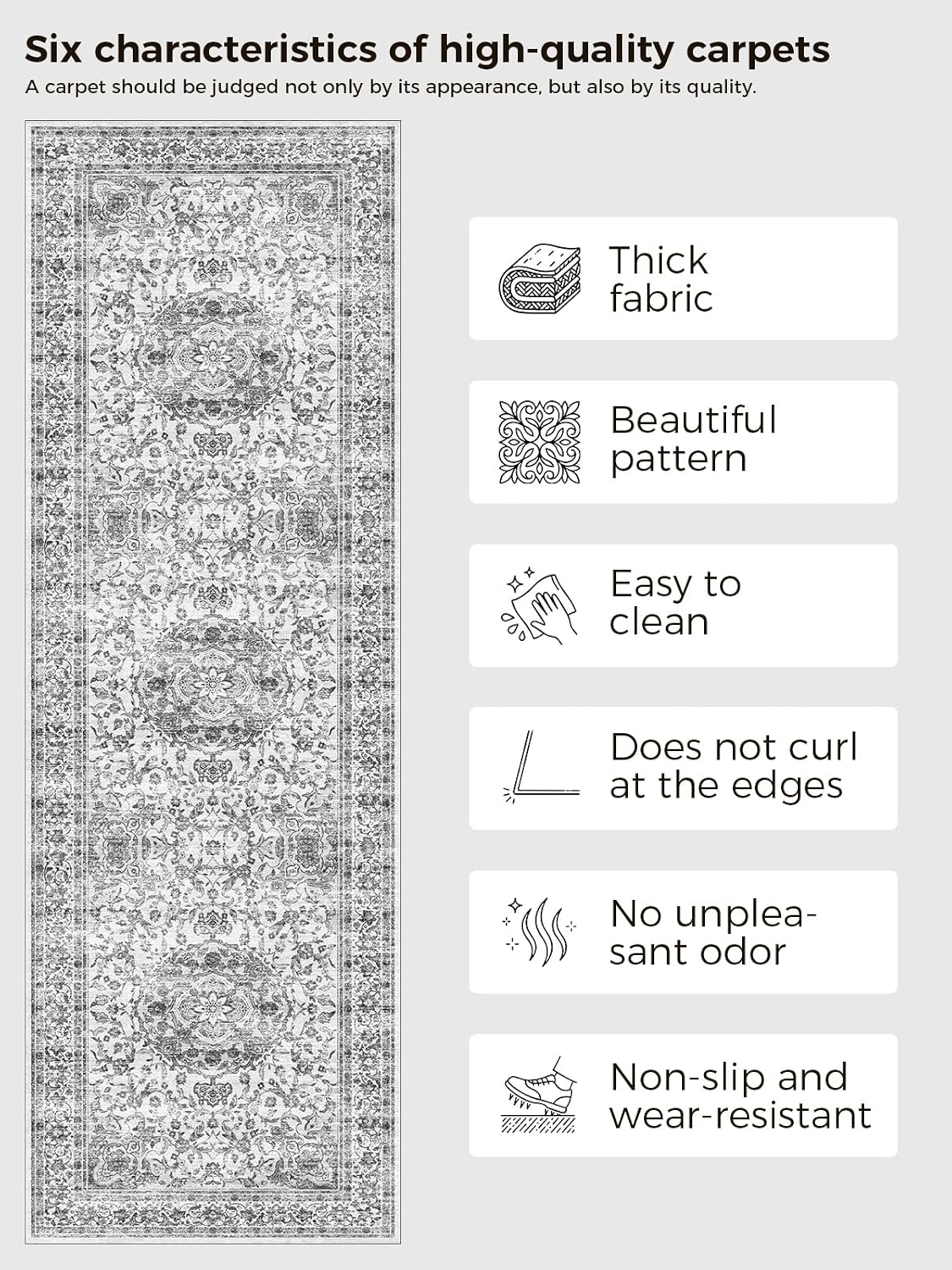Alfombra antiderrap lavable 2x10ft gris