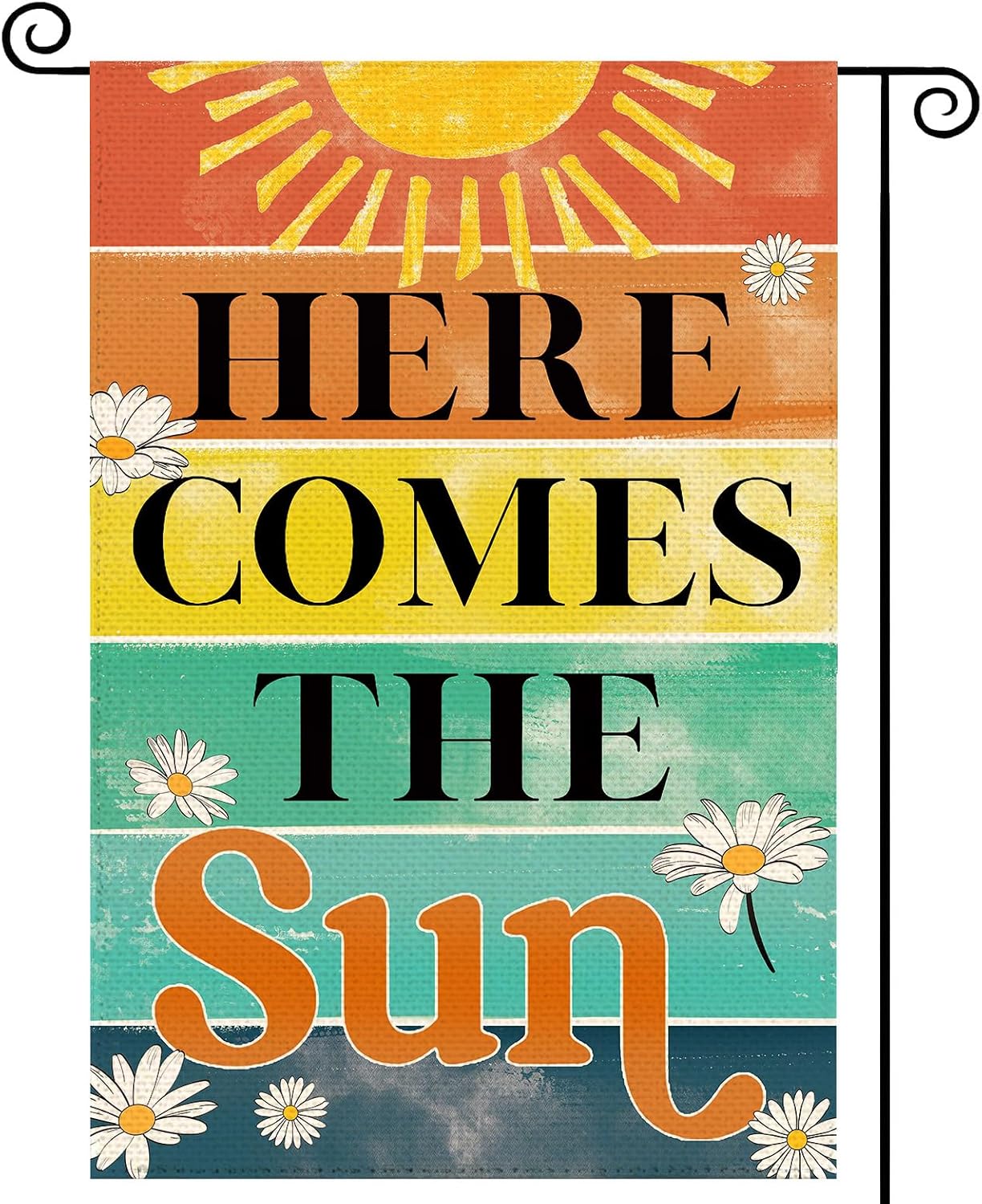 Bandera jardín doble cara 12x18pulg texto here comes the sun