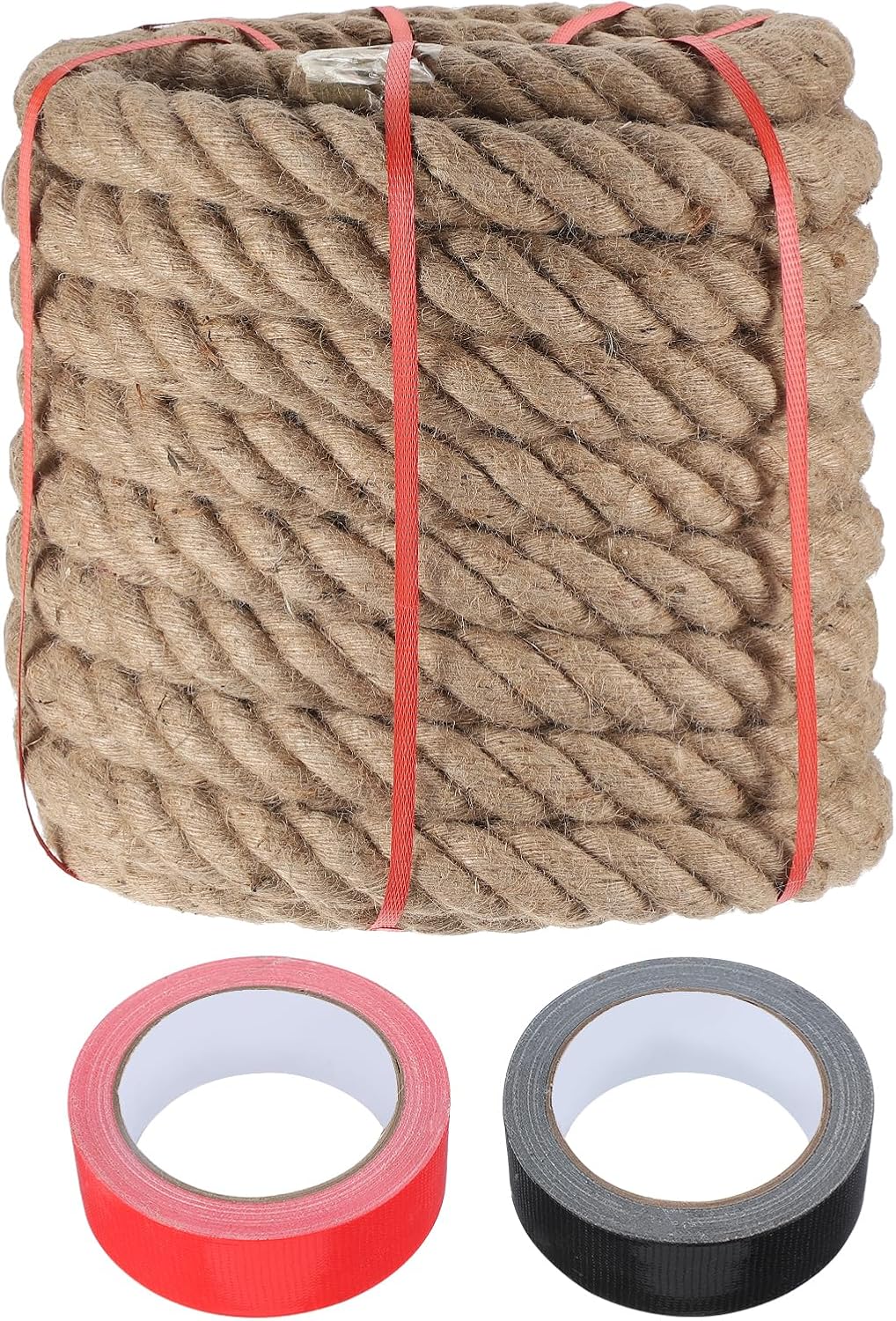 Cuerda yute 2pulg x66ft trenzada gruesa con cintas