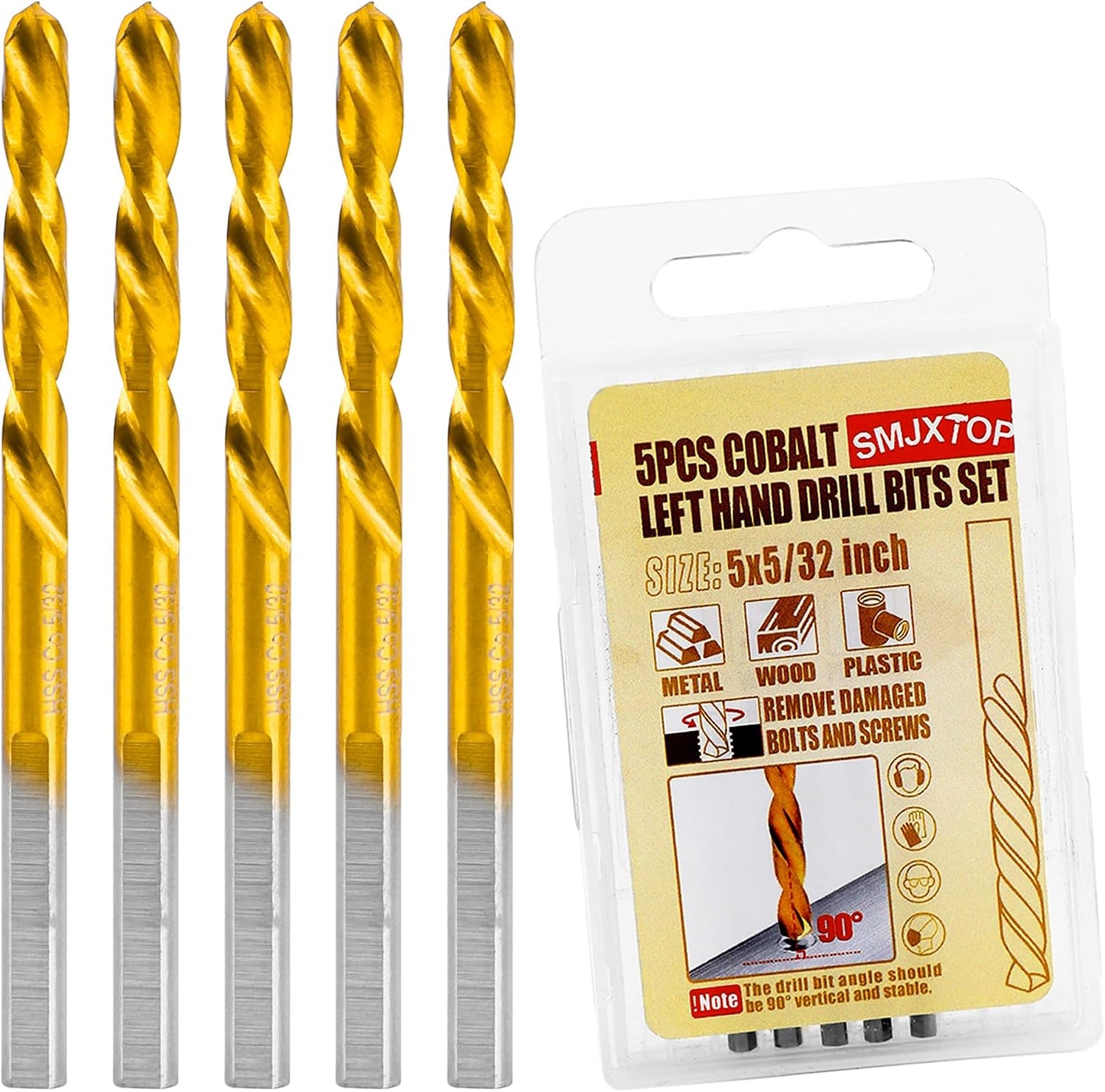 Set 5 Brocas M35 Cobalto 5/32pulg Izq Giro Inverso