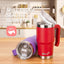 Vaso térmico acero inox para niños con asa tapa pajita rojo