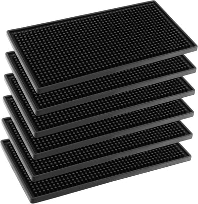 6 Tapetes Goma Negra 6x12pulg Secado Barra Cafetería