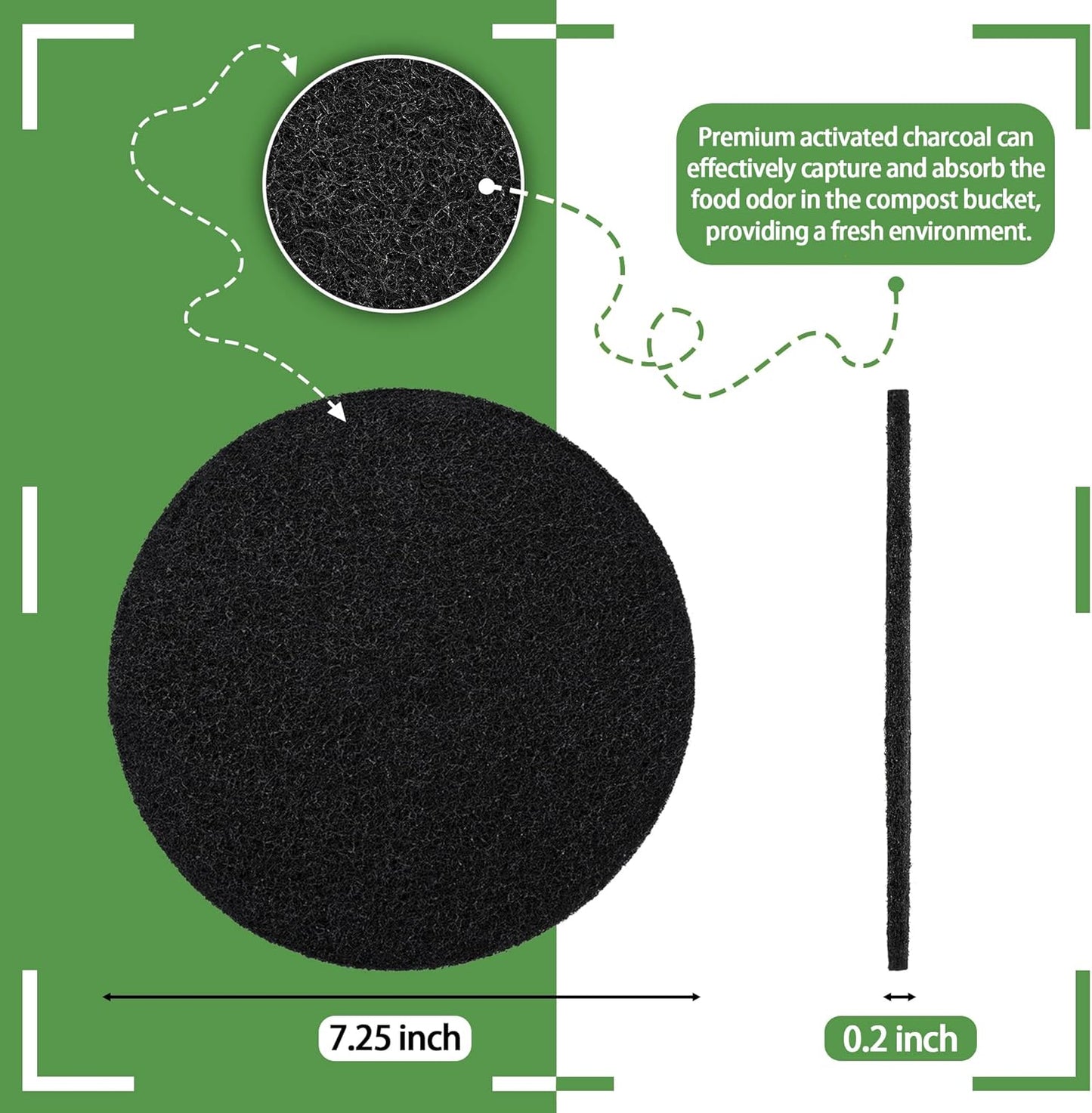 16 Filtros Compost Repuesto Carbón 7.25"