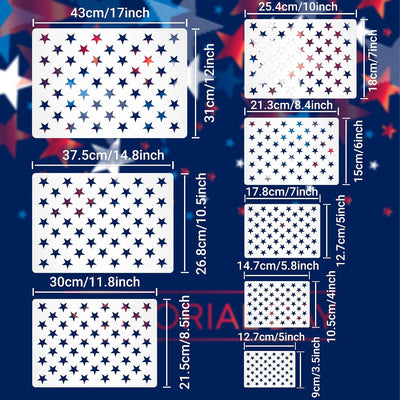 Plantilla estrellas bandera USA 4 de Julio 8 tamaños plástico