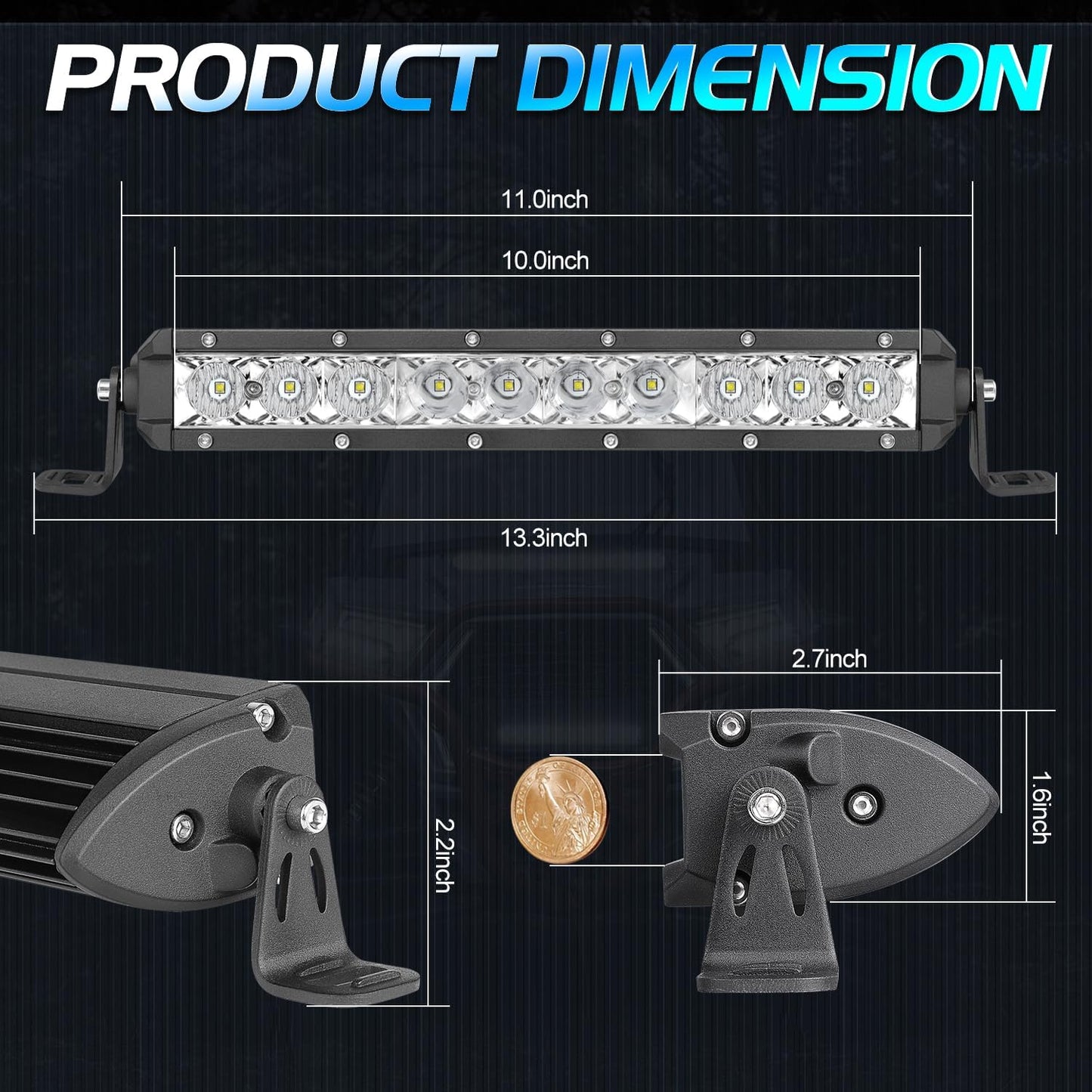 Barra luz LED 10pulg 50W para ATV UTV camioneta impermeable
