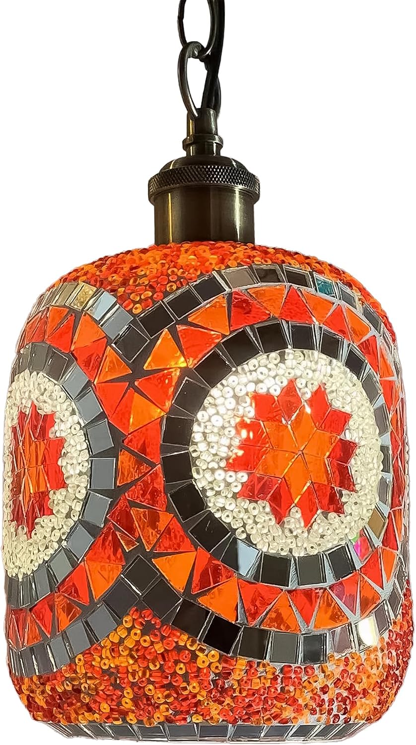 Lámpara colgante de mosaico naranja para cocina y dormitorio