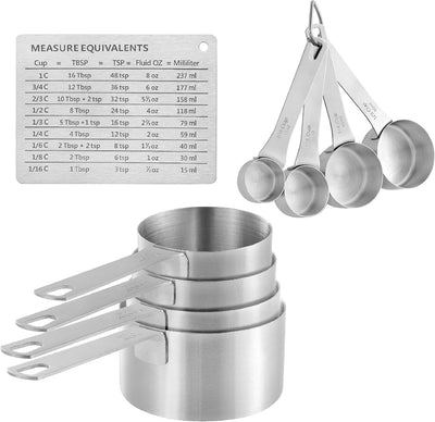 Set 8 Tazas Medidoras Acero Inox 18/8 Profesional