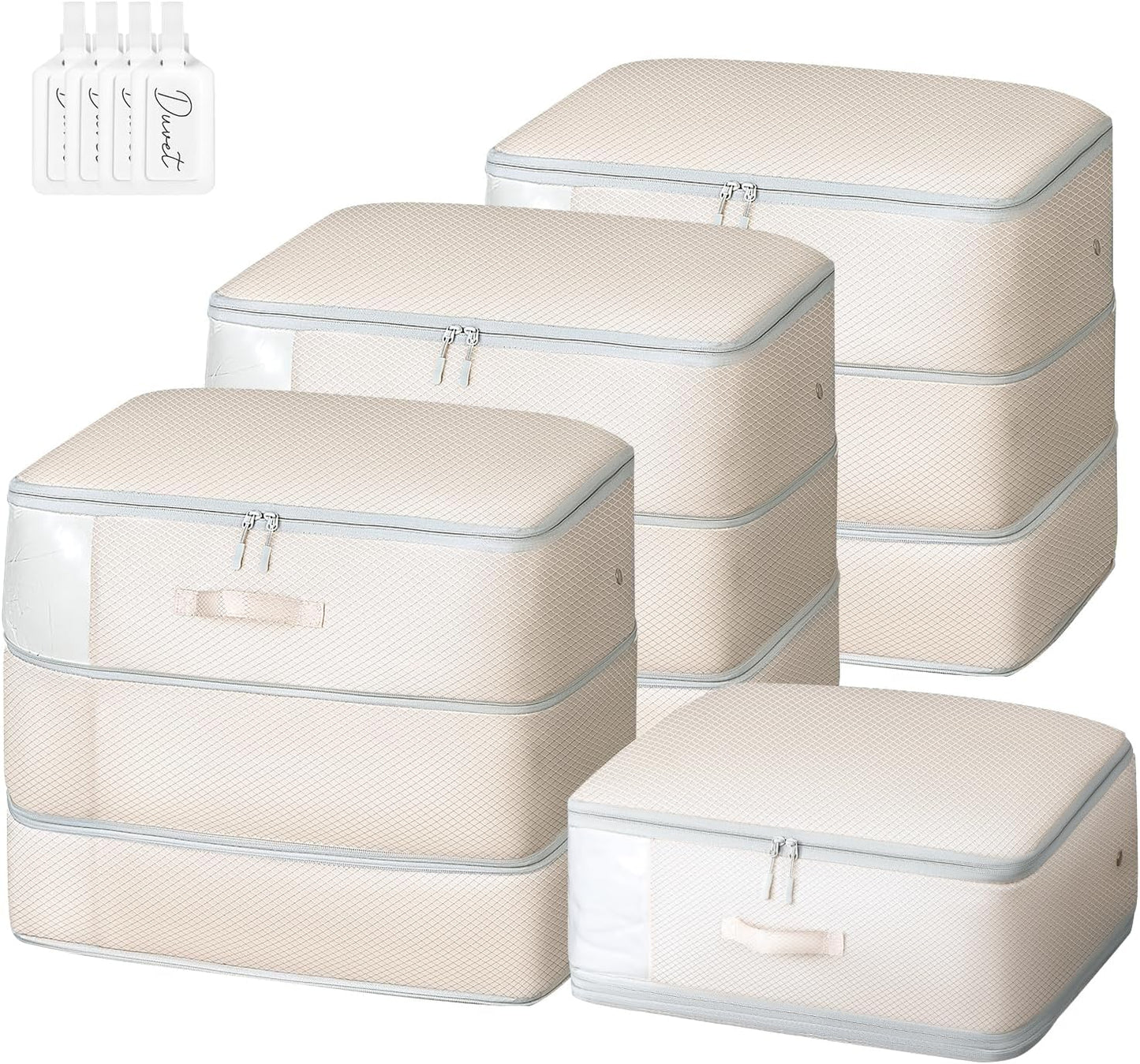 Bolsa compresión edredón 3 capas lavable pack 4 beige