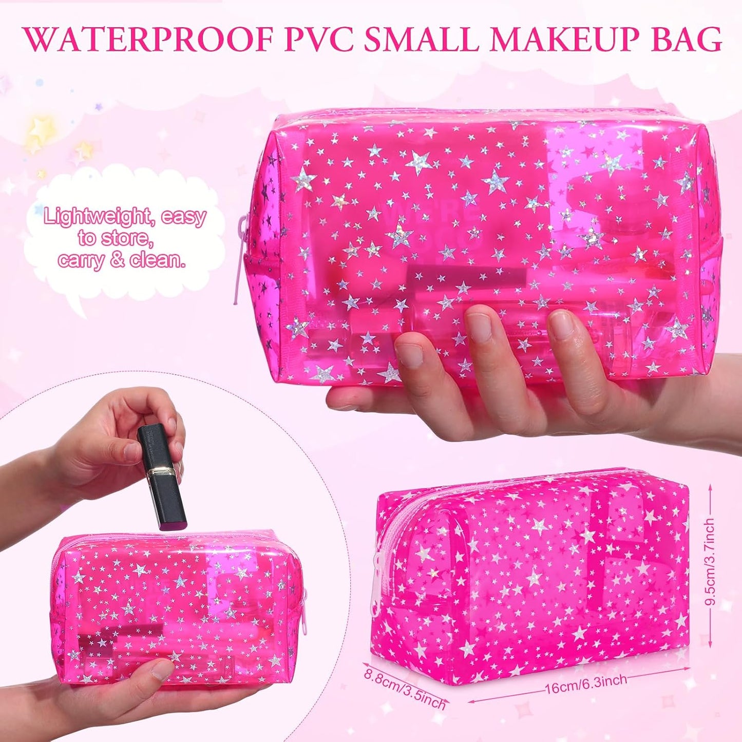 2 Bolsas Maquillaje Grande 12x5x8pulg con Asa y Bolsa PVC