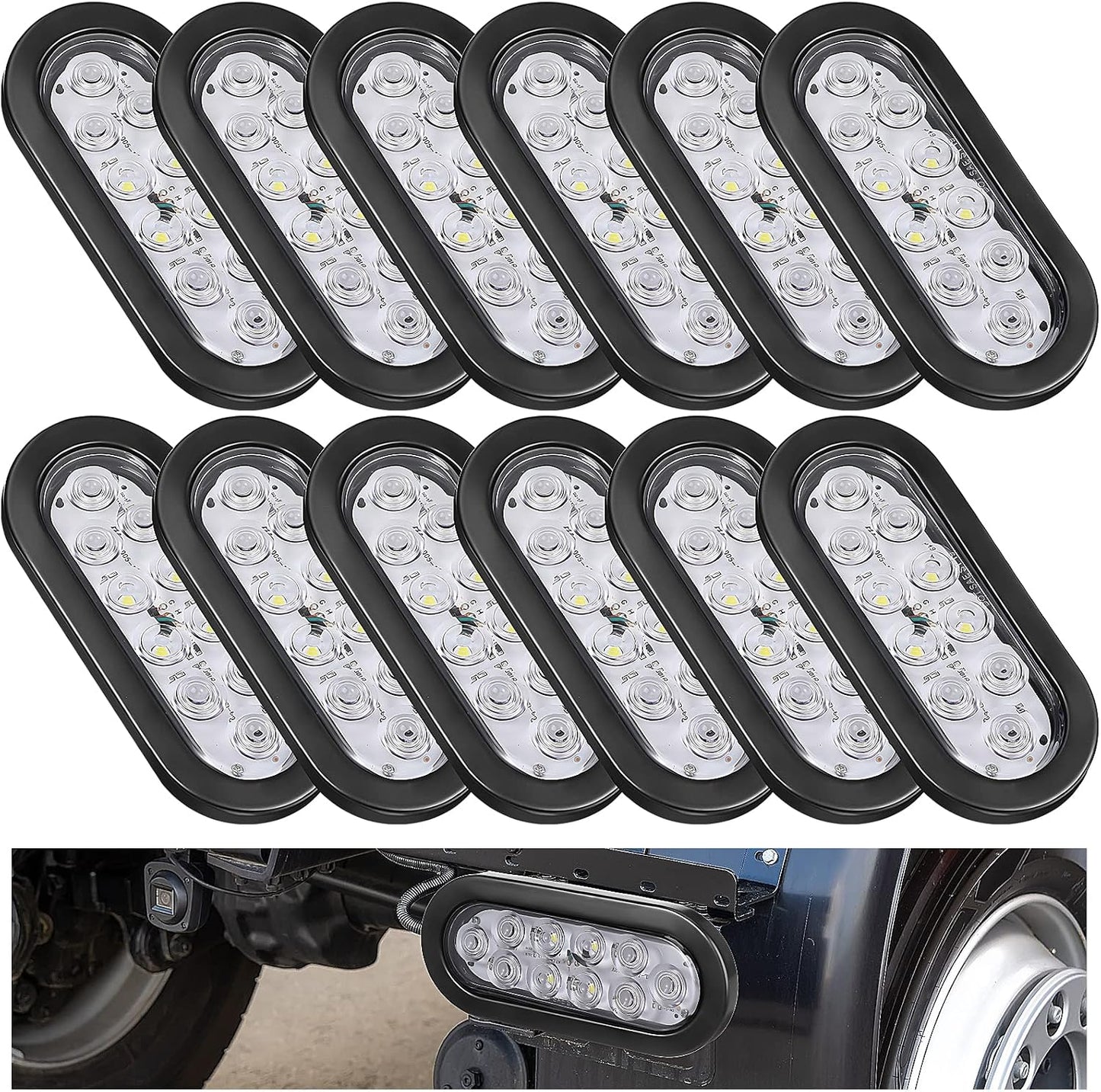 12 Luces LED Ovaladas para Remolque IP67 Barco Camión Blanco