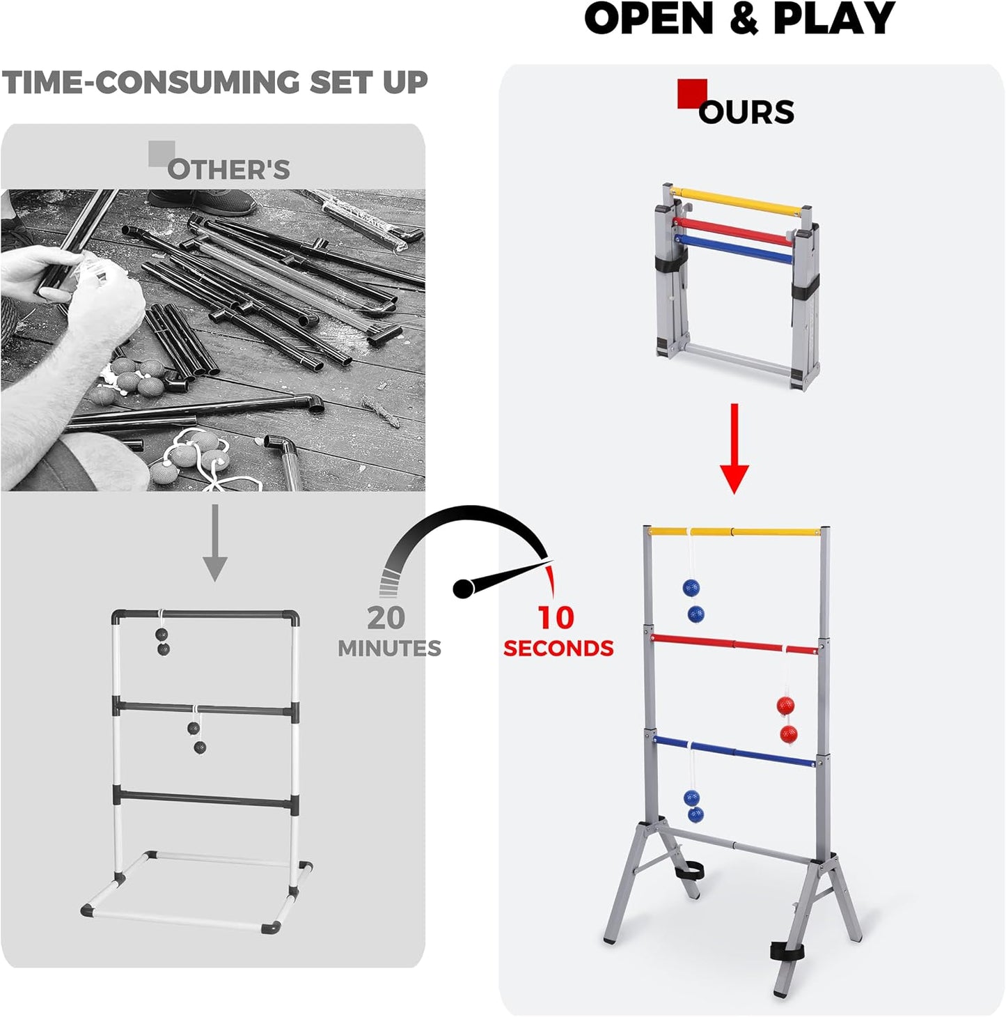 Set escalera pelota plegable acero 6 bolas funda transporte