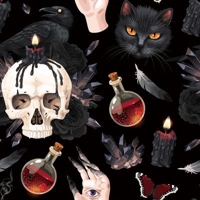 Papel tapiz calavera negra gótico pelar y pegar impermeable