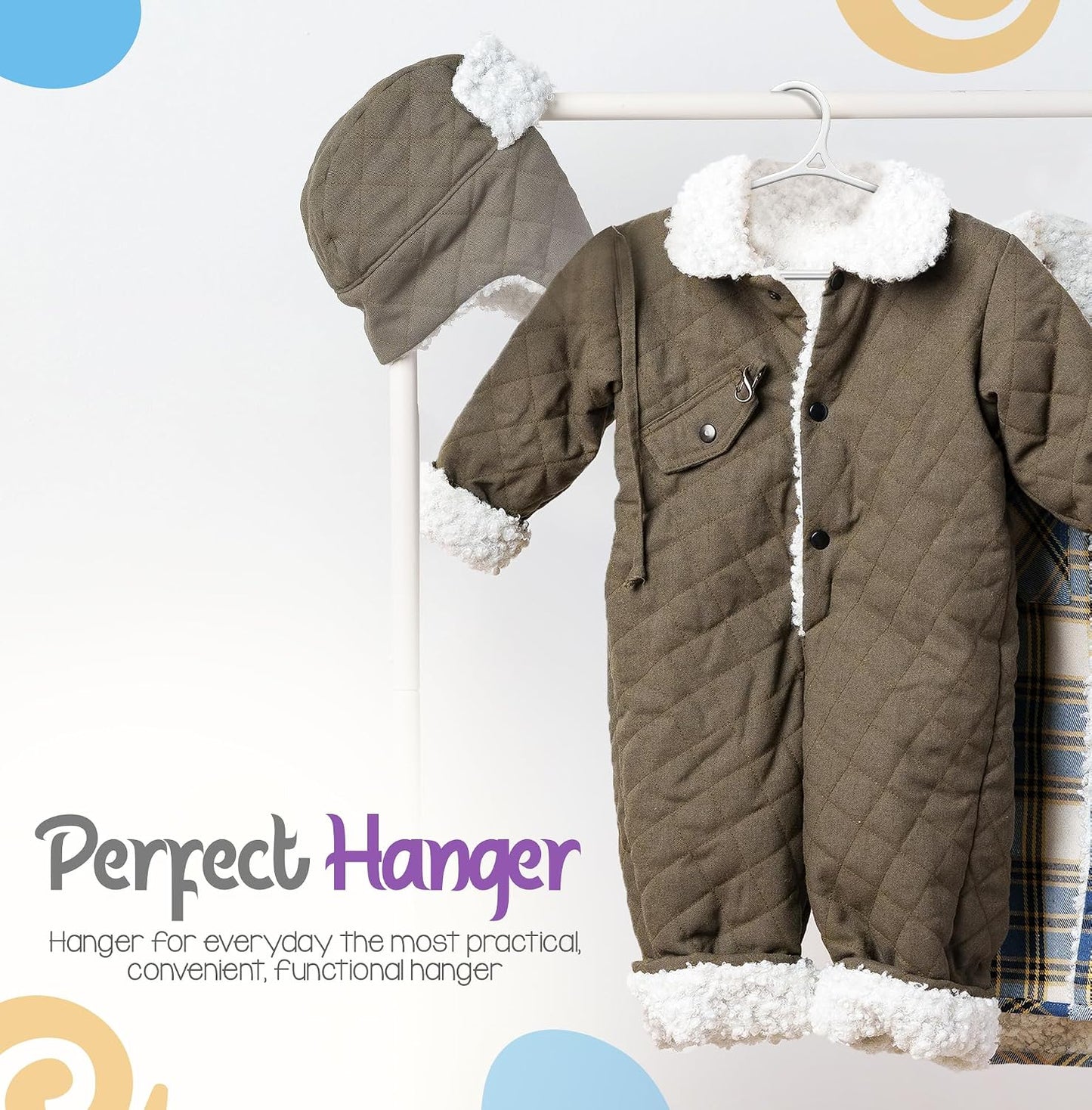 Perchas plástico 11" para bebés y niños set 20 blancas