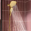 Cabezal ducha lluvia cuadrado esfera dorada 7pulg