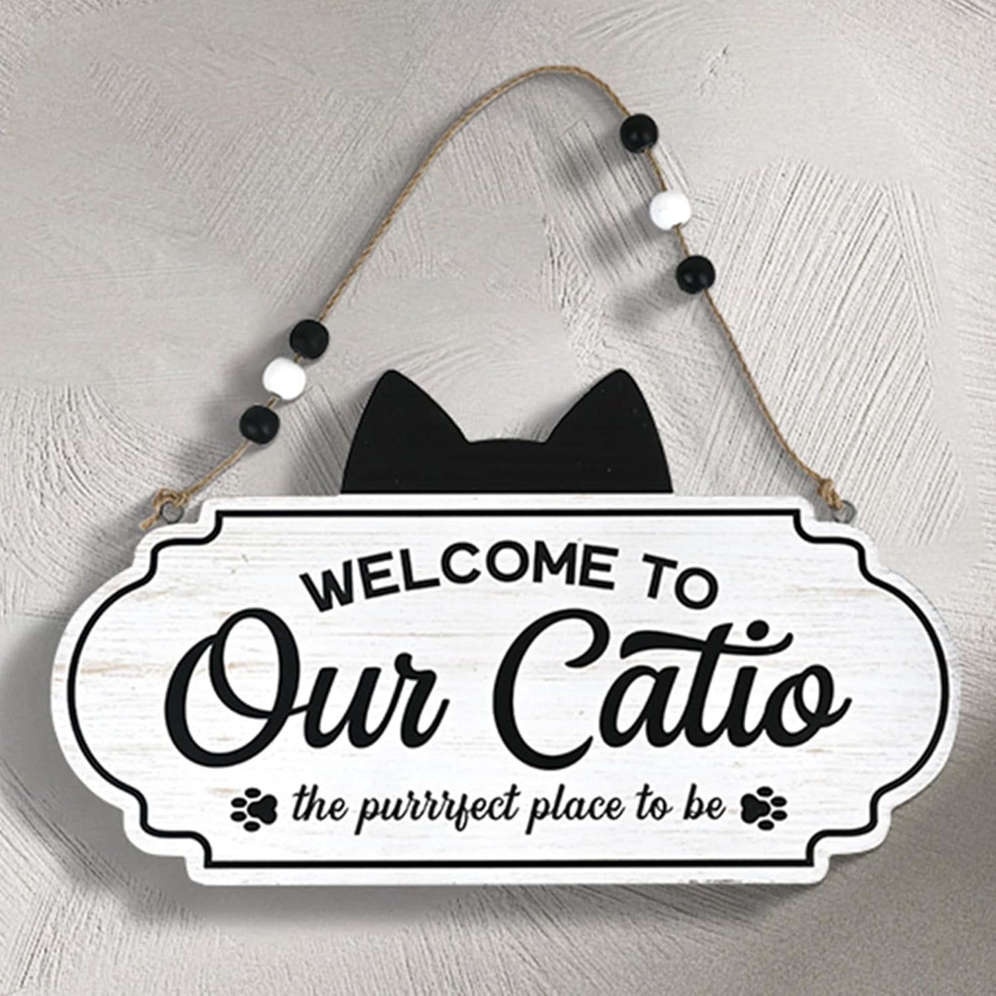 Letrero gato puerta delantera madera texto Welcome