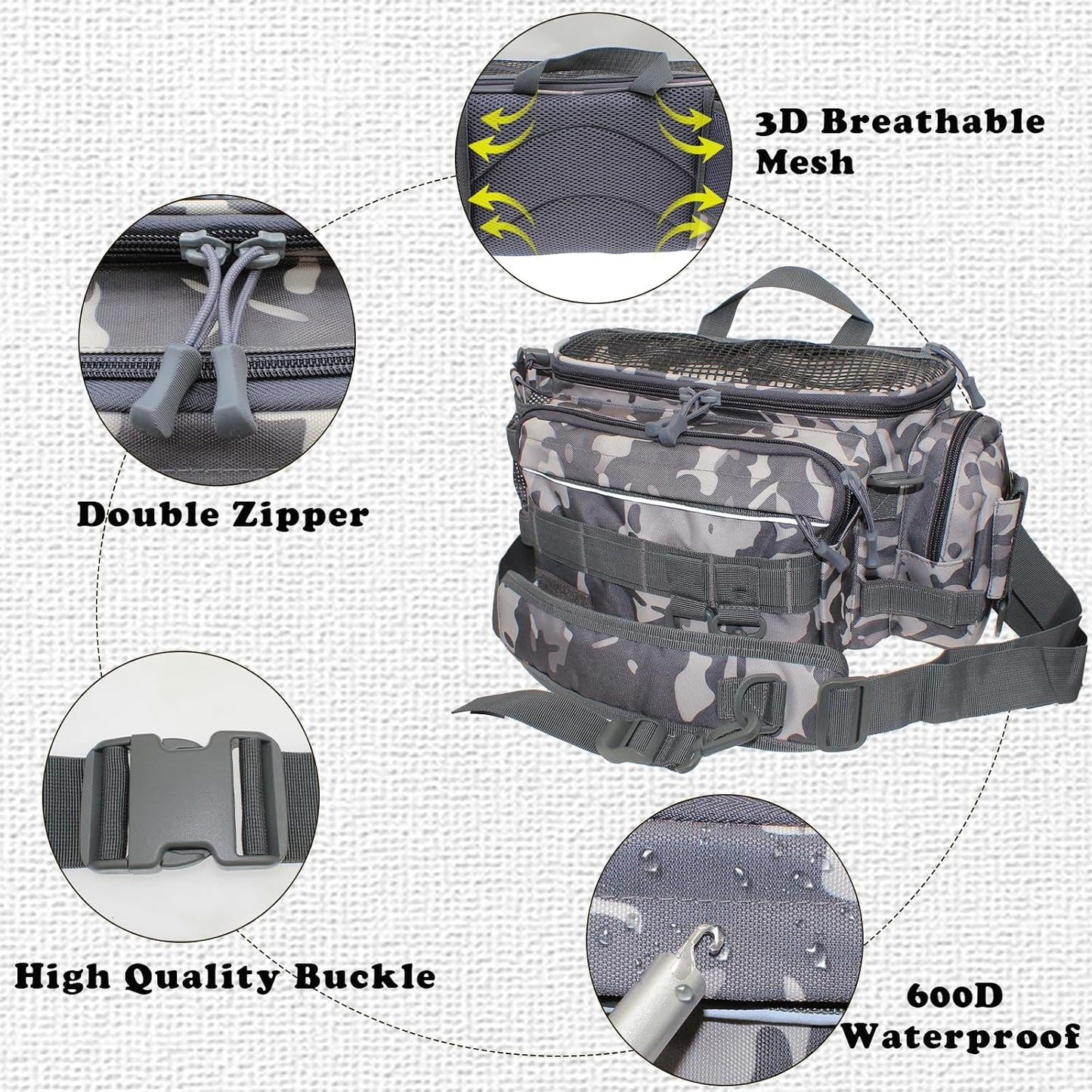 Bolsa pesca cruzada hombro soporte caña resistente agua