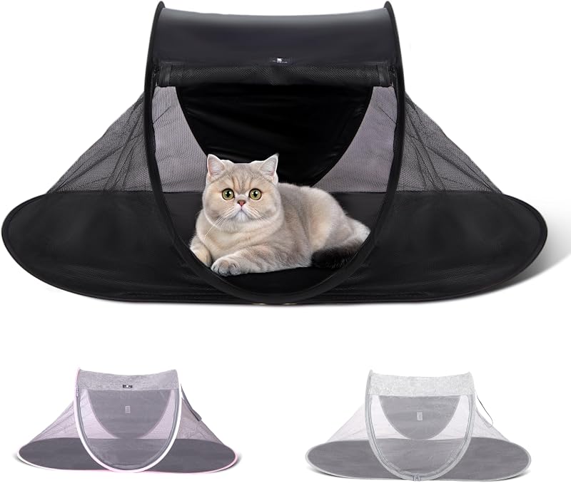 Recinto para gatos al aire libre color negro