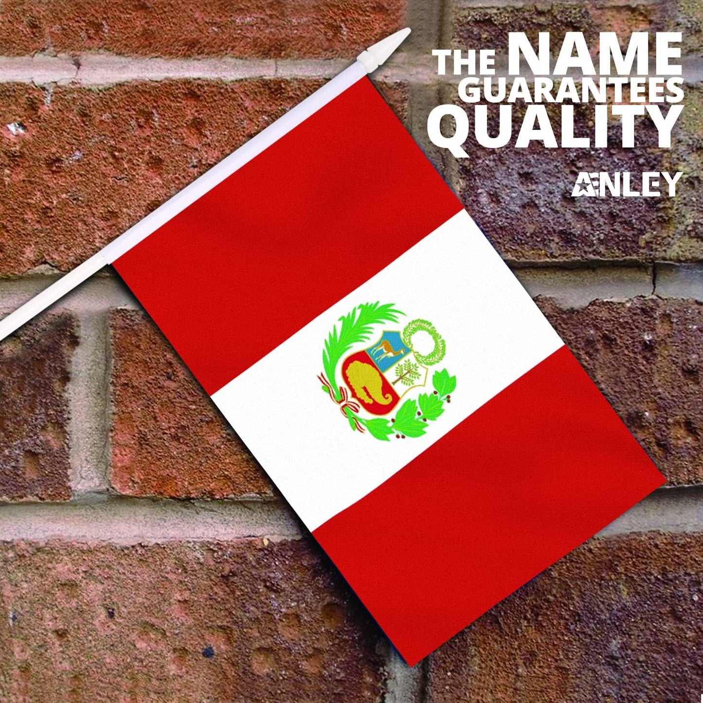 12 Banderas Peruanas Mini 5x8pulg Resistentes Colores Vivos