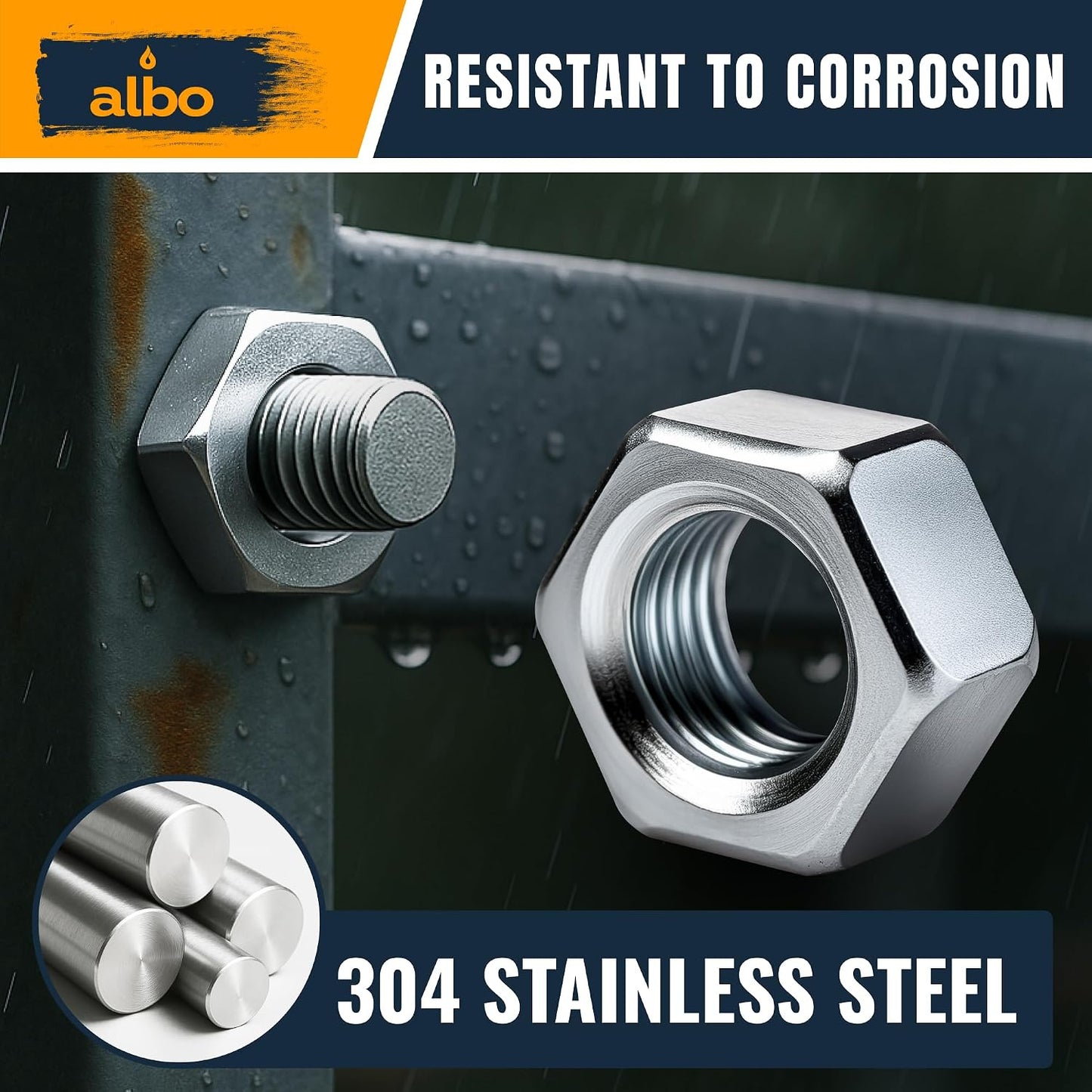 Set 20 Tuercas Hex 1/2-13 Acero Inox 304 SAE Caja Reutiliz.