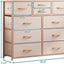 Cómoda 10 cajones tela acero inox madera mango oro rosa