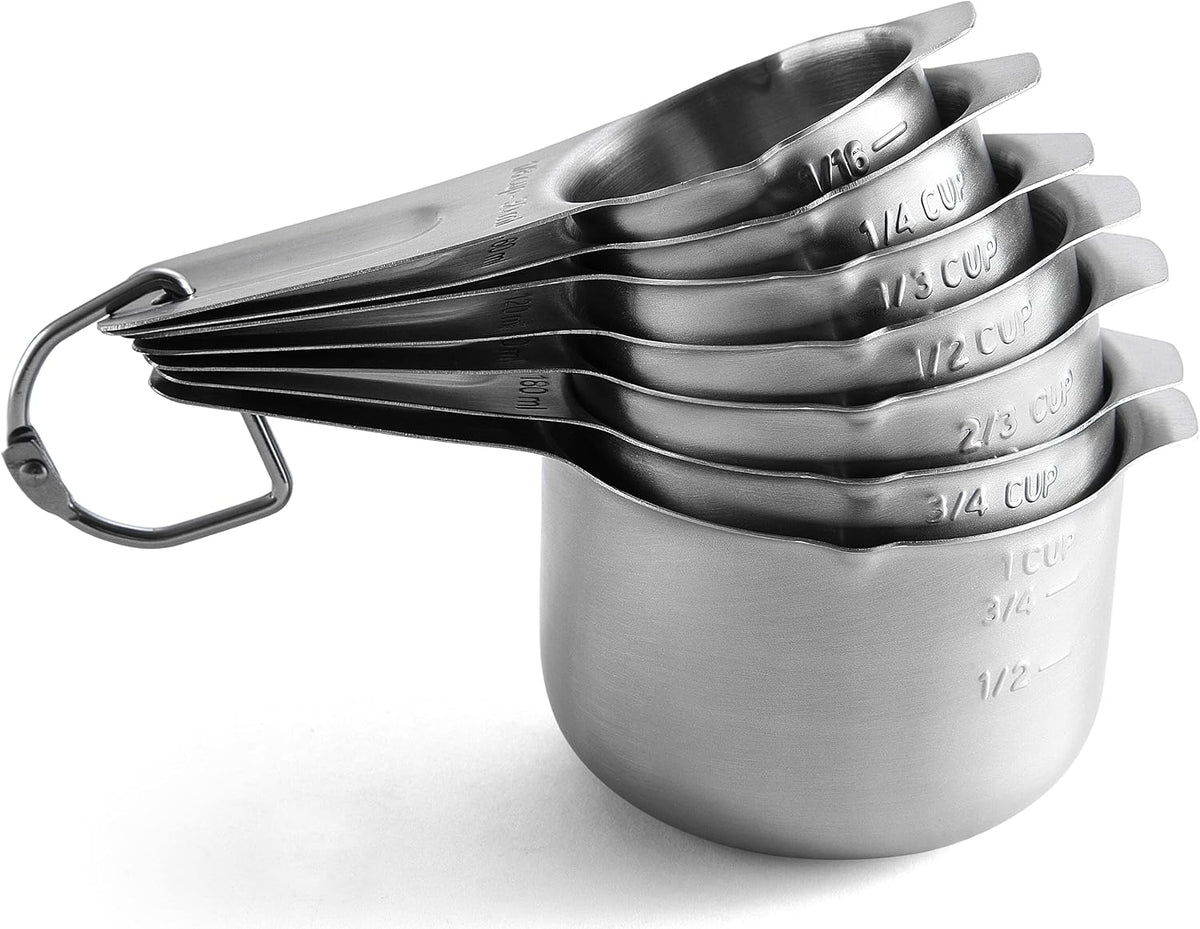 7 Pzas Tazas Medidoras Acero Inox con Boquilla