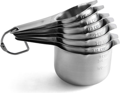 7 Pzas Tazas Medidoras Acero Inox con Boquilla