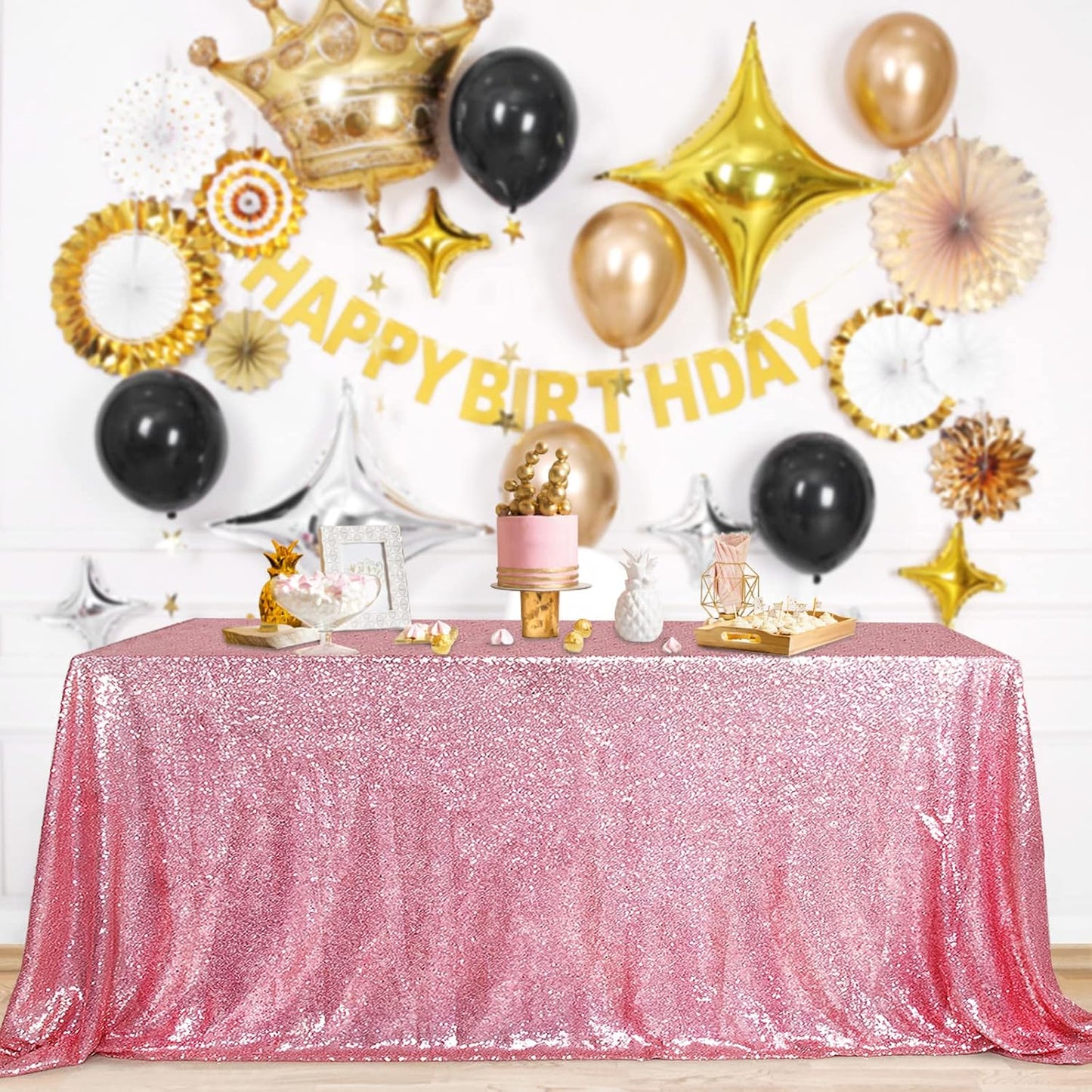 Mantel lentejuelas rosa fucsia 90x90pulg para fiesta cumpleaños