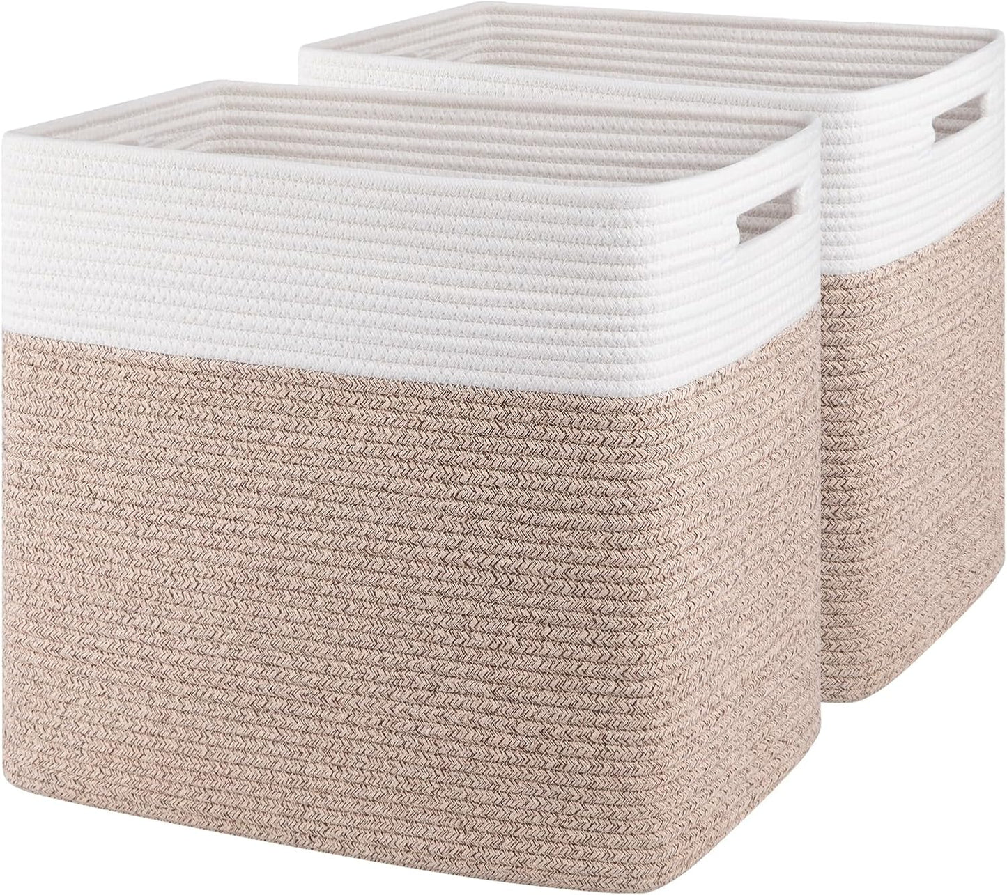 Canastas almacenamiento plegables 16.5x13x15" set 2 marrón