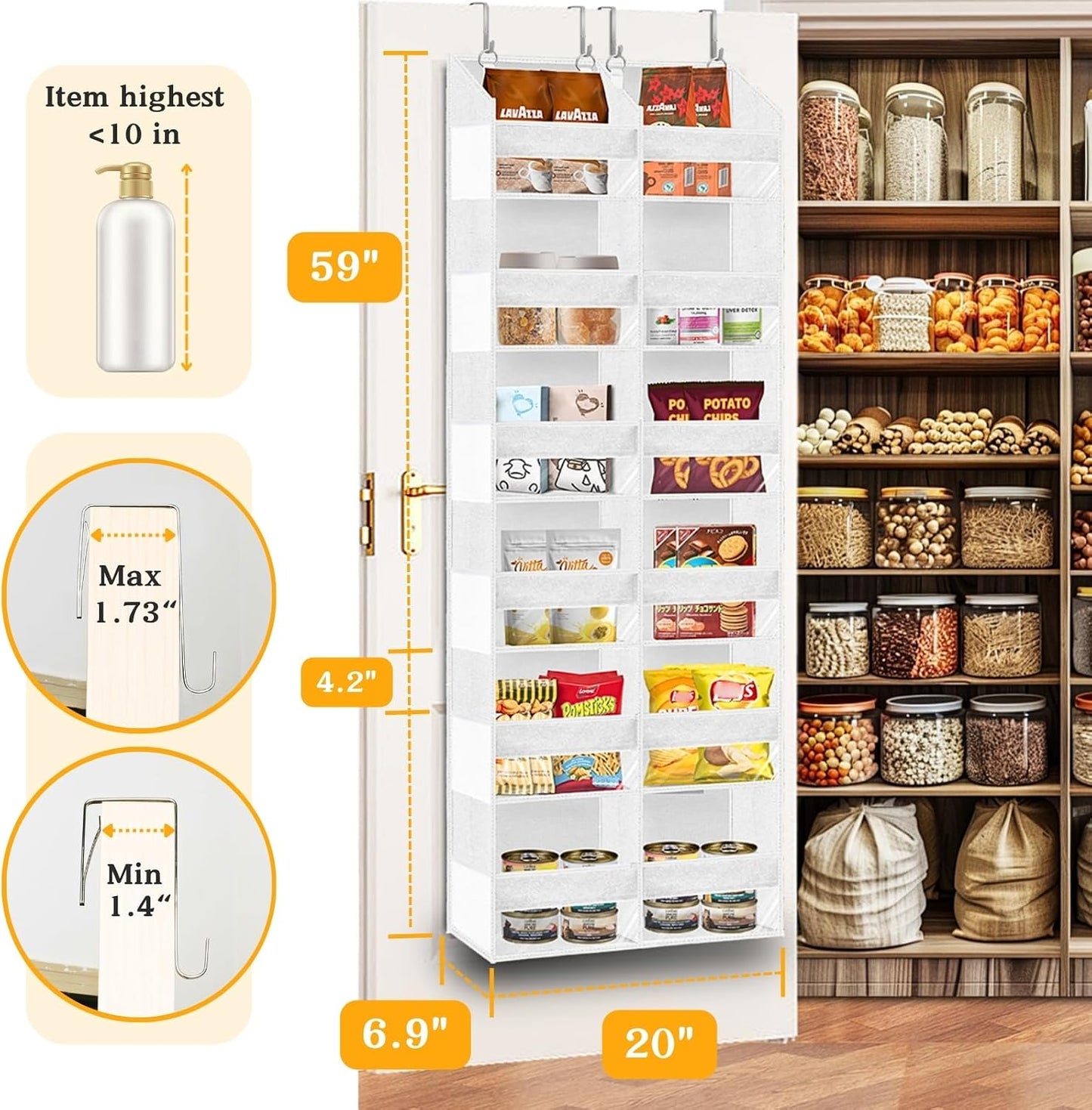 Organiz. puerta 6 niveles 12 compart. 80lb con ventana