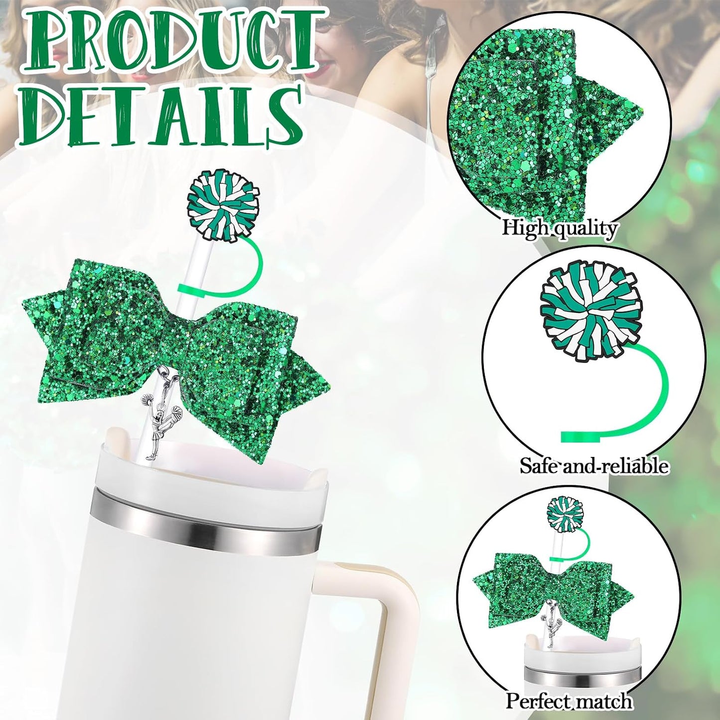 36 Pzas Accesorios Vasos Porrista 12 Cubiertas Pajita Lazos Colgantes