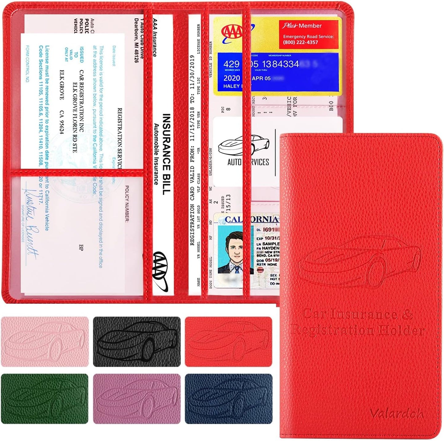 Soporte documentos automóvil tarjetas licencia conducir negro