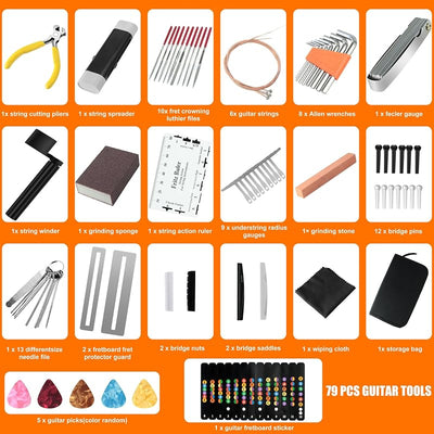 Kit 79 Pzas Herramientas Guitarra Ukelele Bajo Mandolina