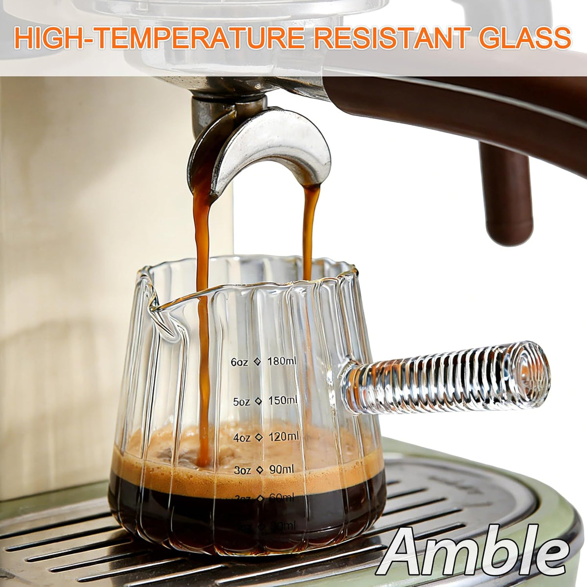 Tazas de espresso con asa de 6 oz, medidor de café, aptas para lavavajillas