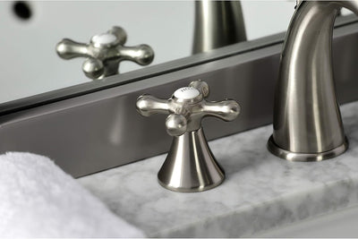 Grifo lavabo níquel cepillado mango cruzado metal