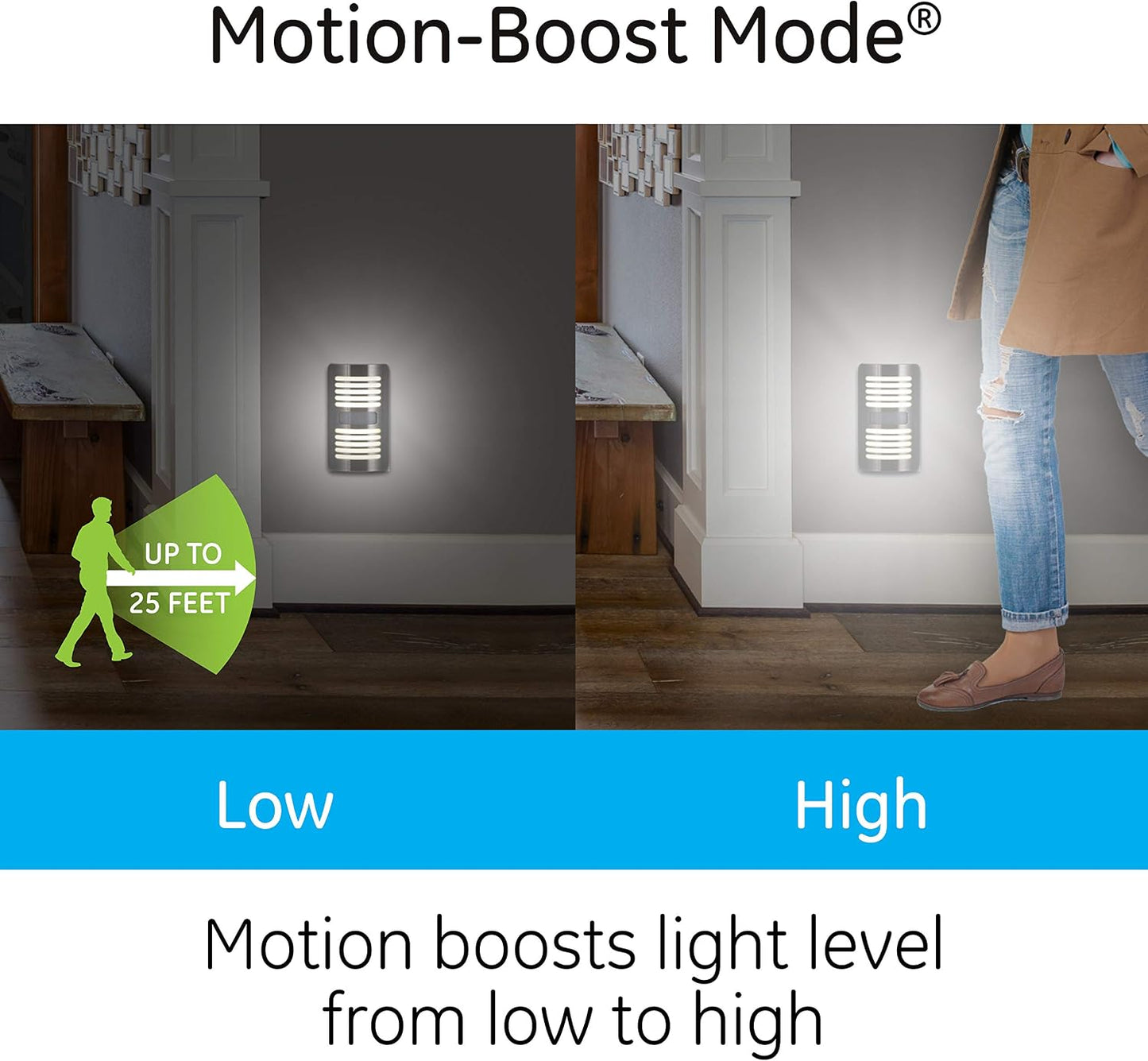 Luz nocturna LED enchufable sensor movimiento níquel