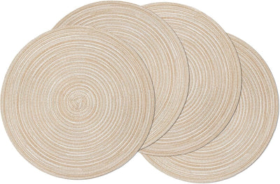 Set 4 manteles redondos trenzados 15pulg para mesa cocina