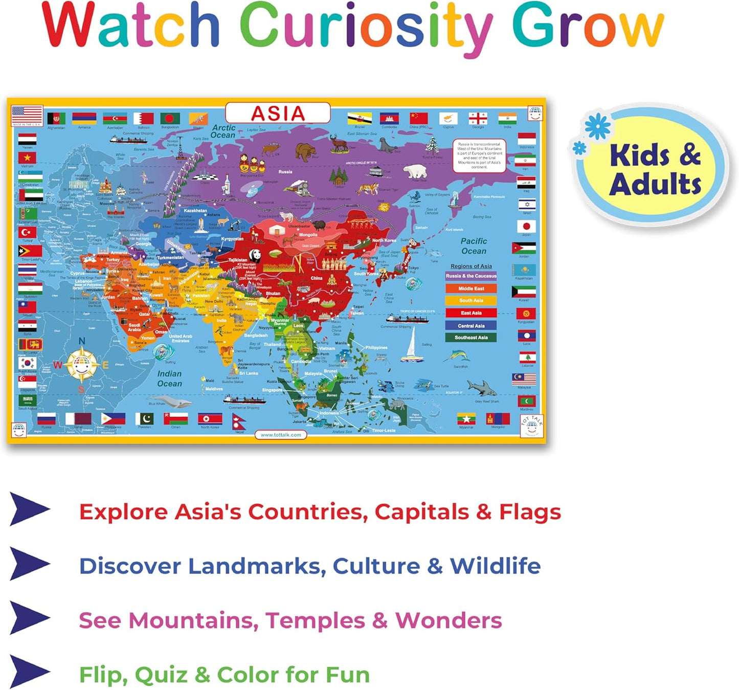Mantel educativo doble cara con países y capitales para niños