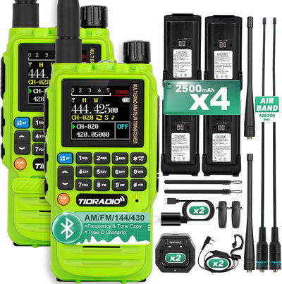Radio GMRS 2 Vías 8 Bandas Recargable Kit 4 Pzas Verde