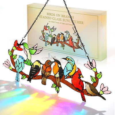 Atrapasoles cristal colores pájaros doble cara regalo