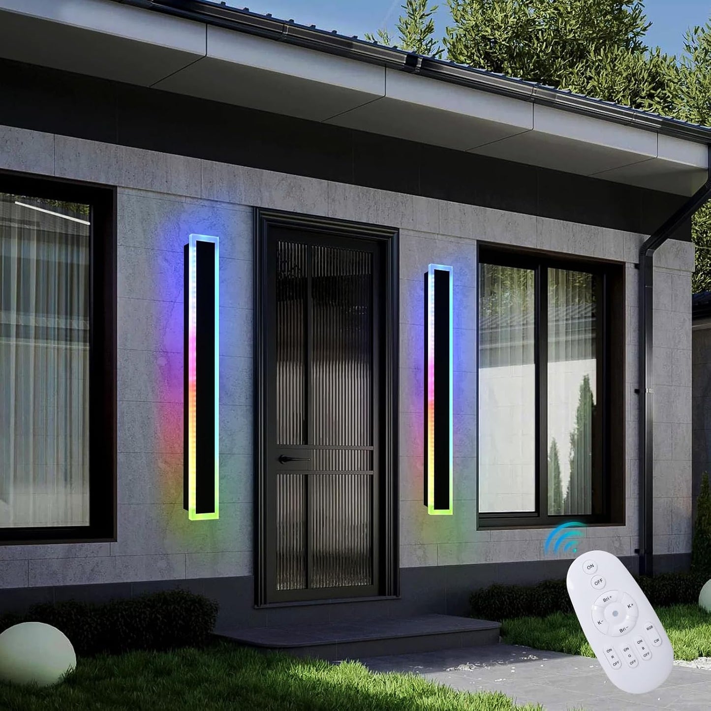 2 Lámparas LED RGB exterior 40pulg porche garaje