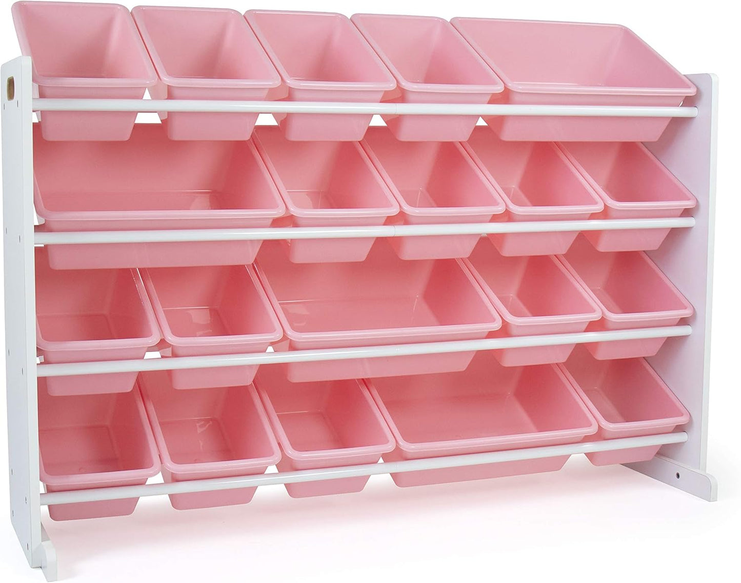 Organiz. juguetes 20 contenedores color blanco y rosa