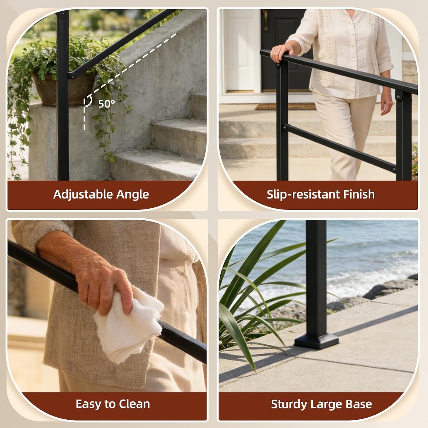 Barandilla hierro forjado escalera exterior 3-4 escalones
