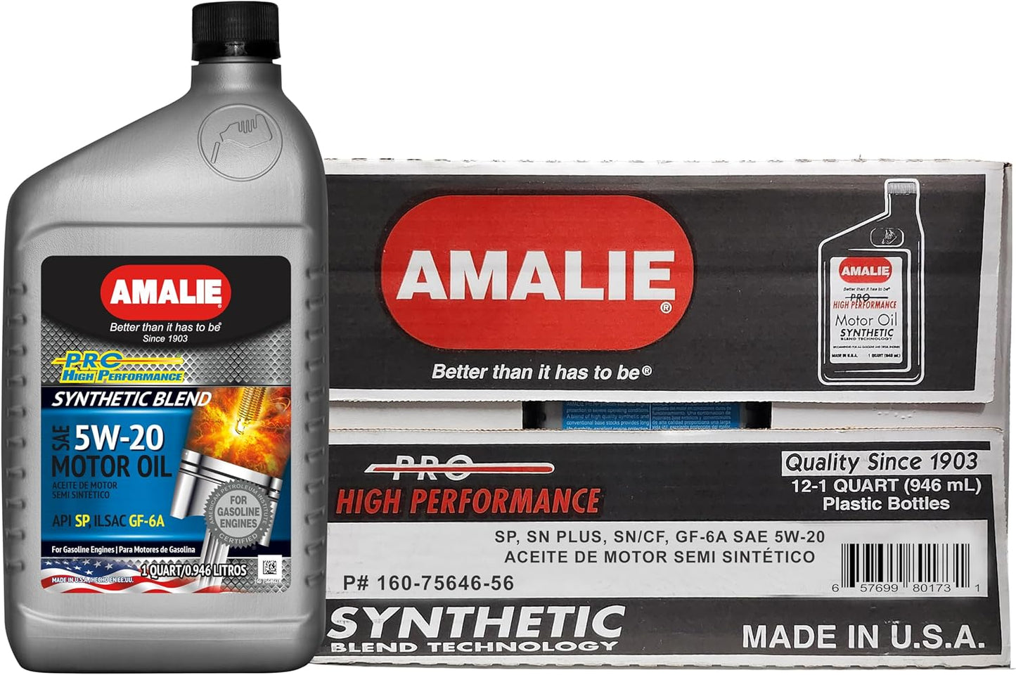 Aceite motor sintético 5w-20 1qt botella set 12